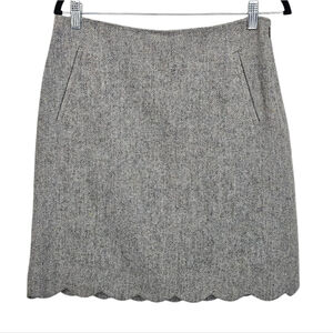 Talbots Grey Wool Tweed Herringbone Mini Skirt Size 6